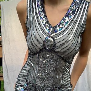 Stunning vintage beaded great gatsby gown